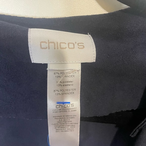 Chico's Women's Faux Suede Open Front Short Sleeve Cardigan Navy size 3 - Picture 3 of 6